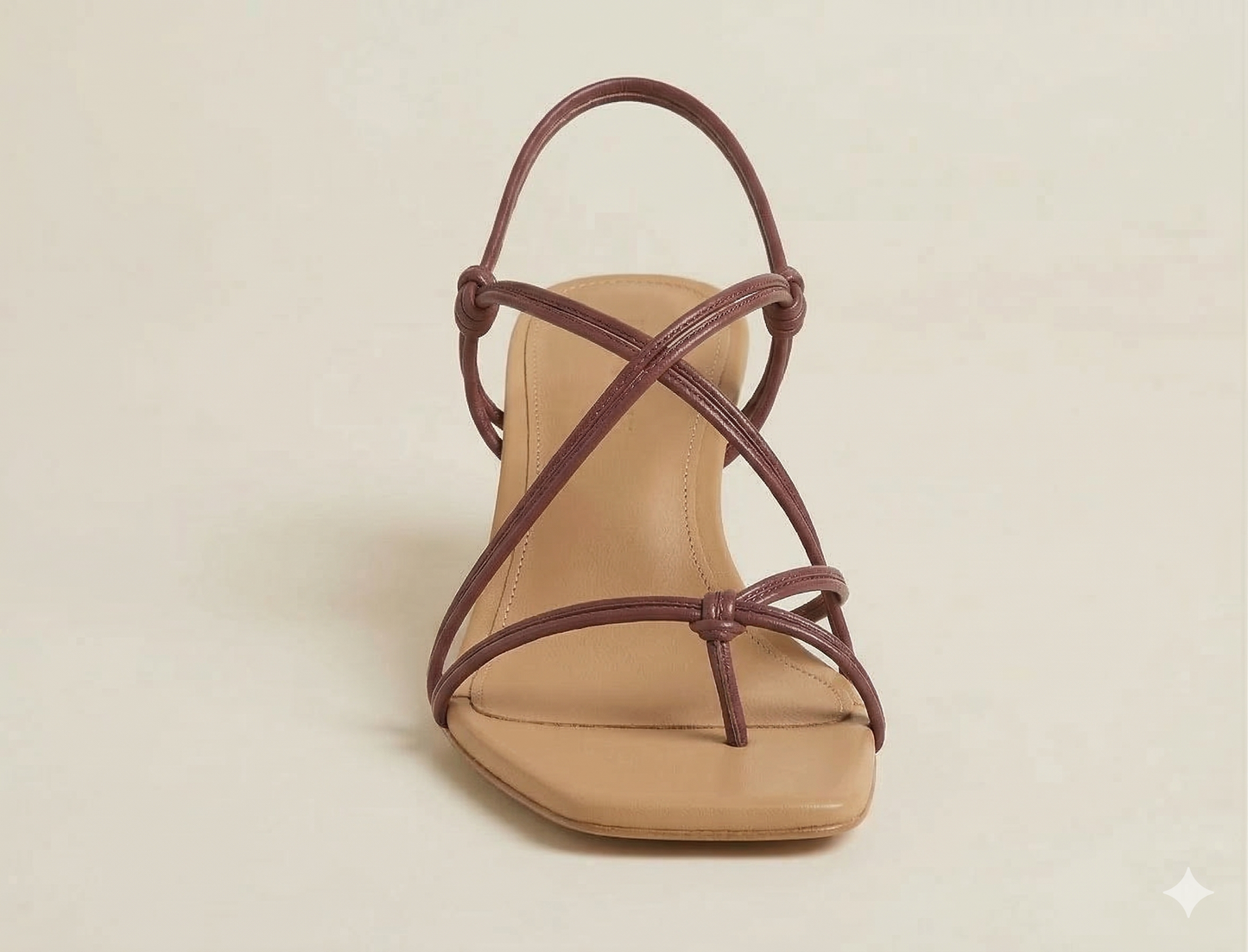 The Cross Strap Heel (Tan/Burgundy)