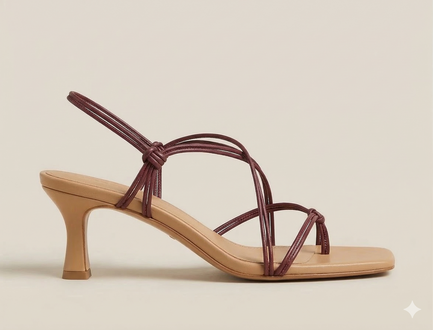 The Cross Strap Heel (Tan/Burgundy)