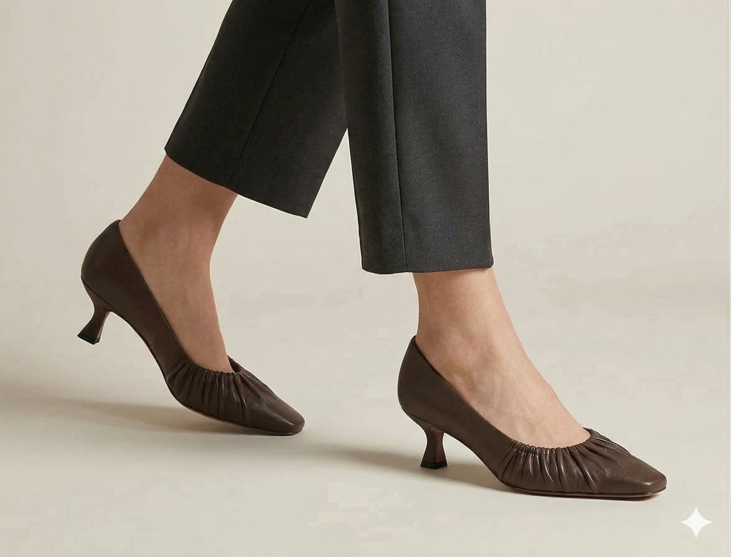 The Ruched Low Heel (Brown)