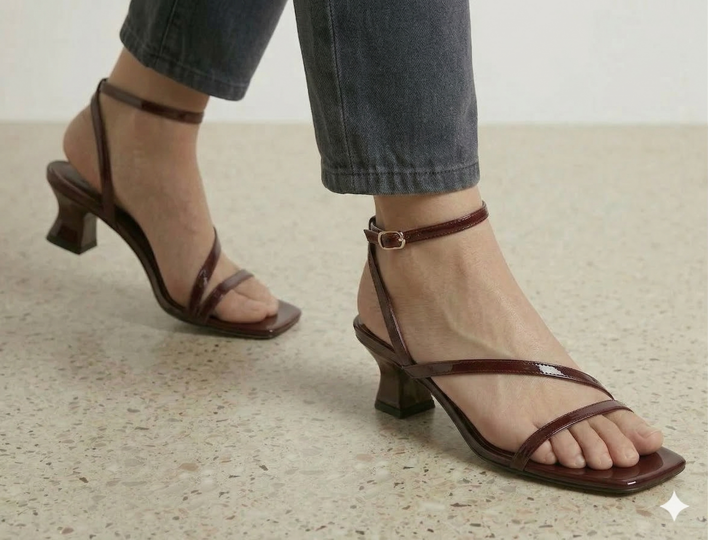 Burgundy Asymmetric Strap Sandal