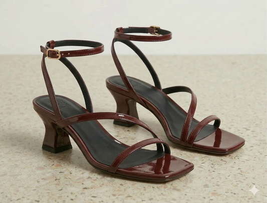 Burgundy Asymmetric Strap Sandal