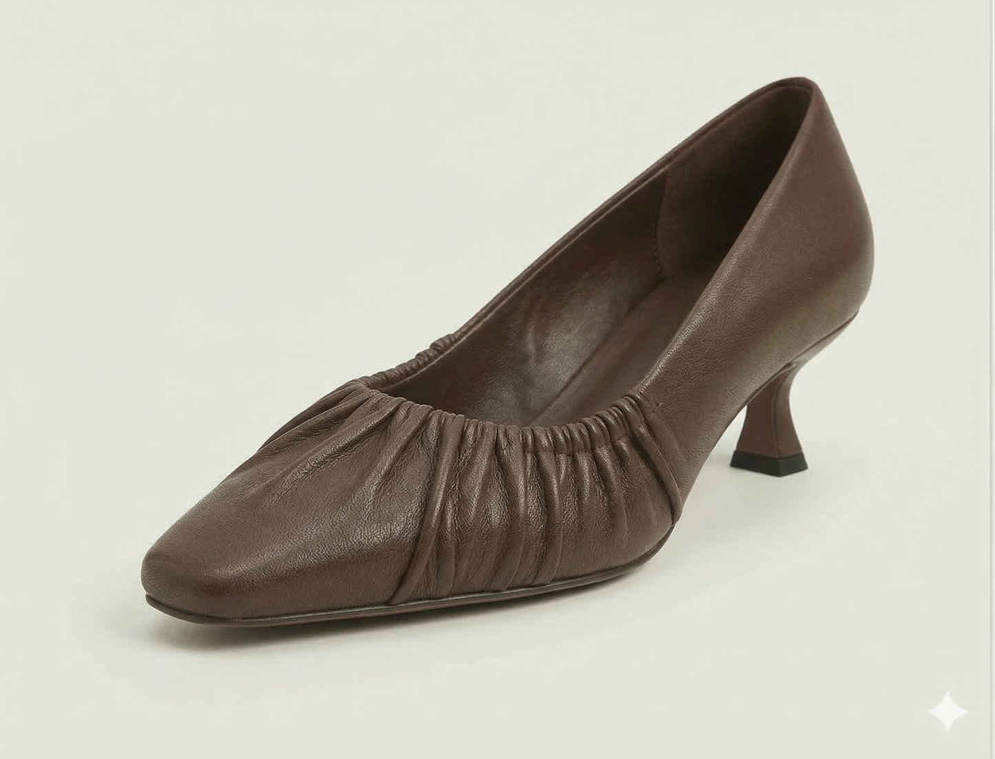 The Ruched Low Heel (Brown)