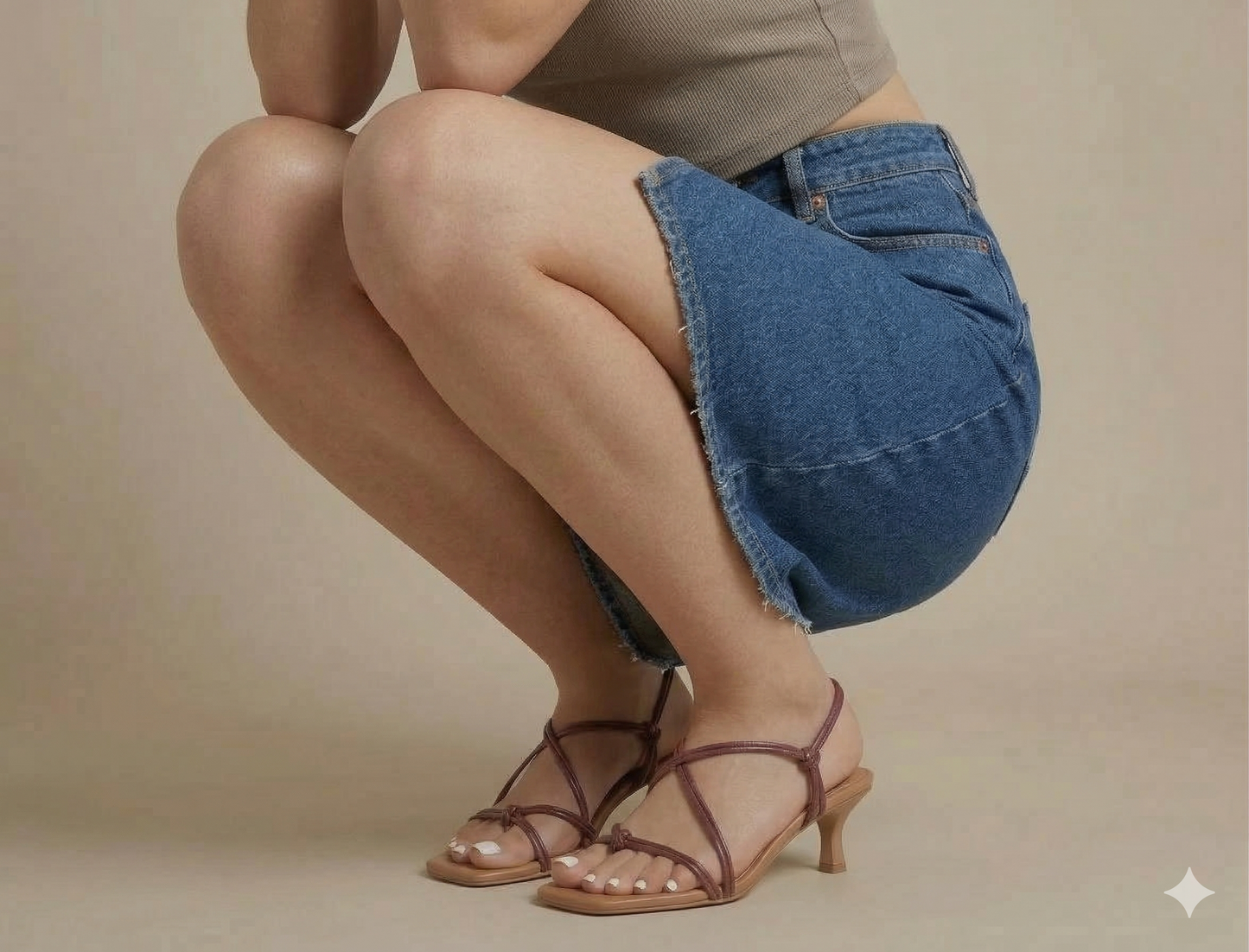 The Cross Strap Heel (Tan/Burgundy)